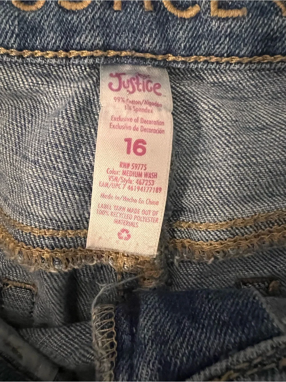 Justice Distressed girl’s Blue Denim Jeans